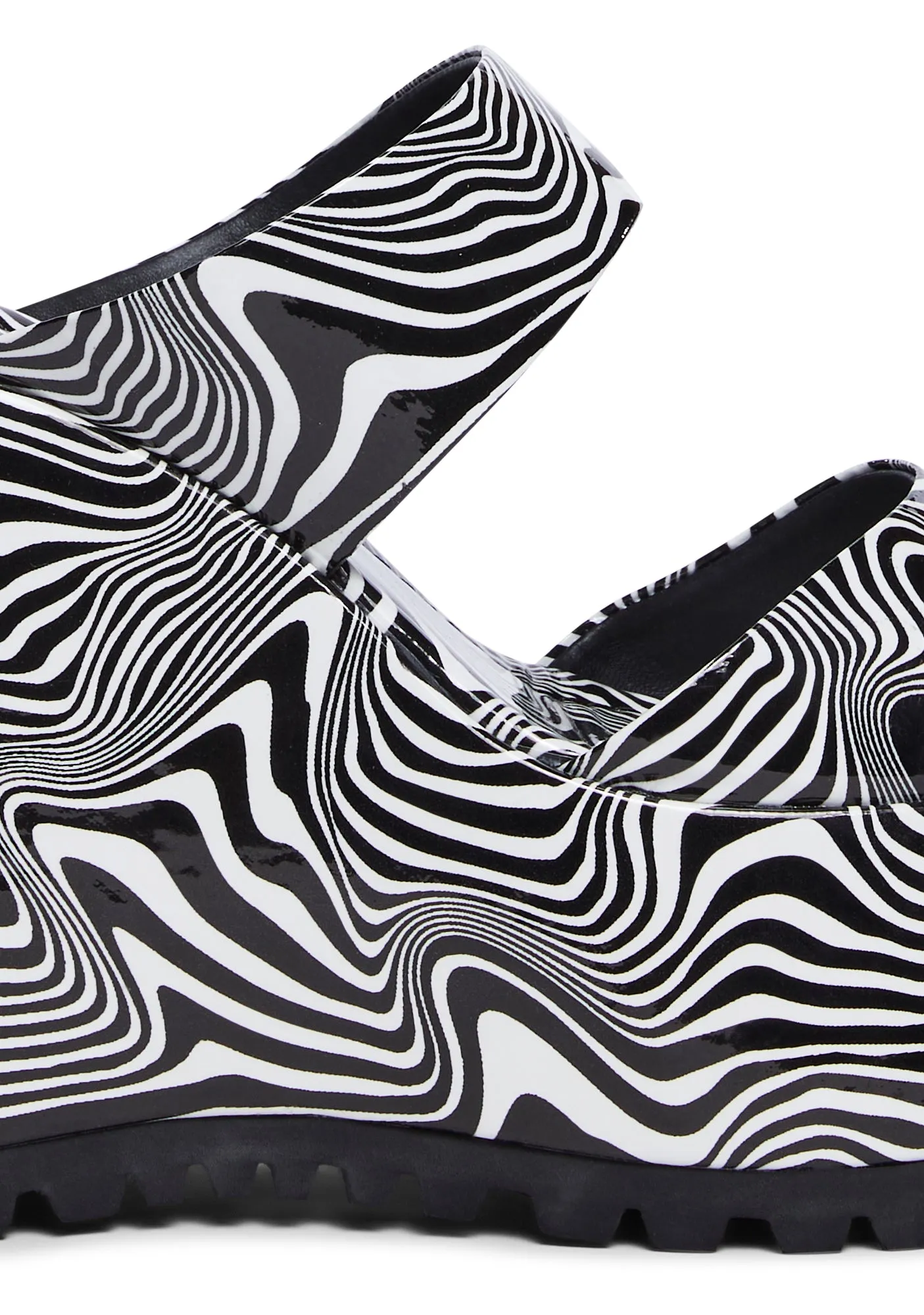 Gabriella Platform Wedge Mules - Black/White