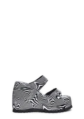 Gabriella Platform Wedge Mules - Black/White