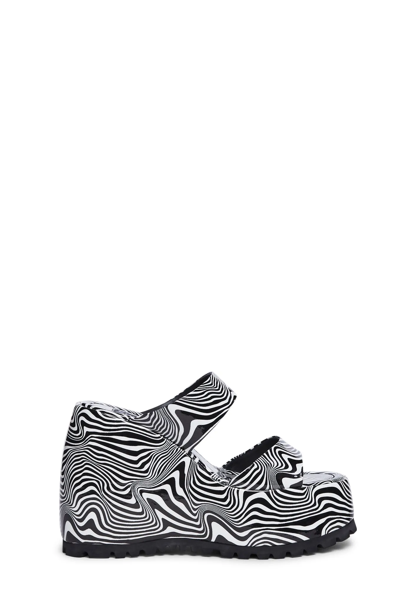 Gabriella Platform Wedge Mules - Black/White