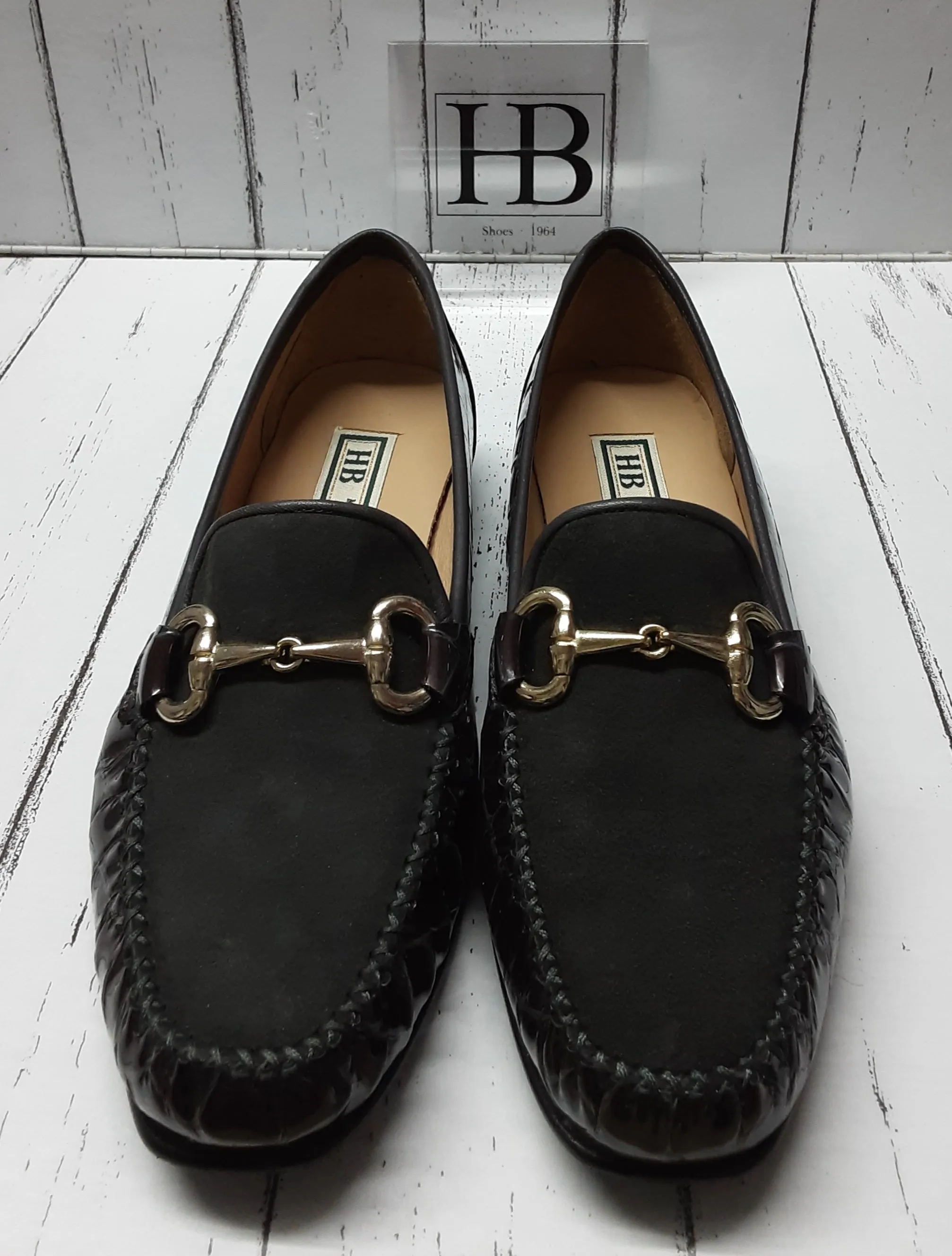 HB Italia - 547 - Crocodile & Suede LOAFER  - 7952 - Grey