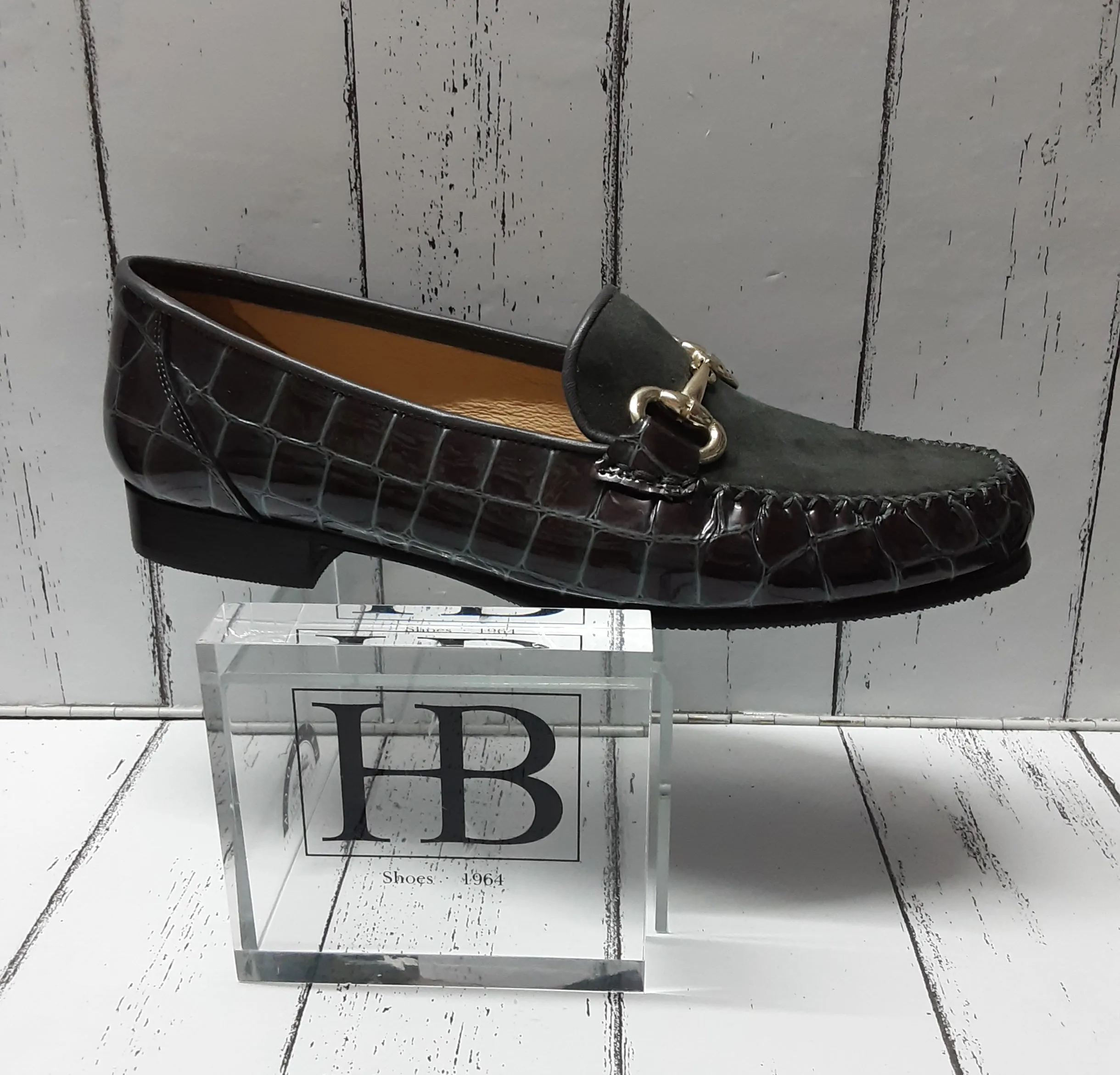 HB Italia - 547 - Crocodile & Suede LOAFER  - 7952 - Grey