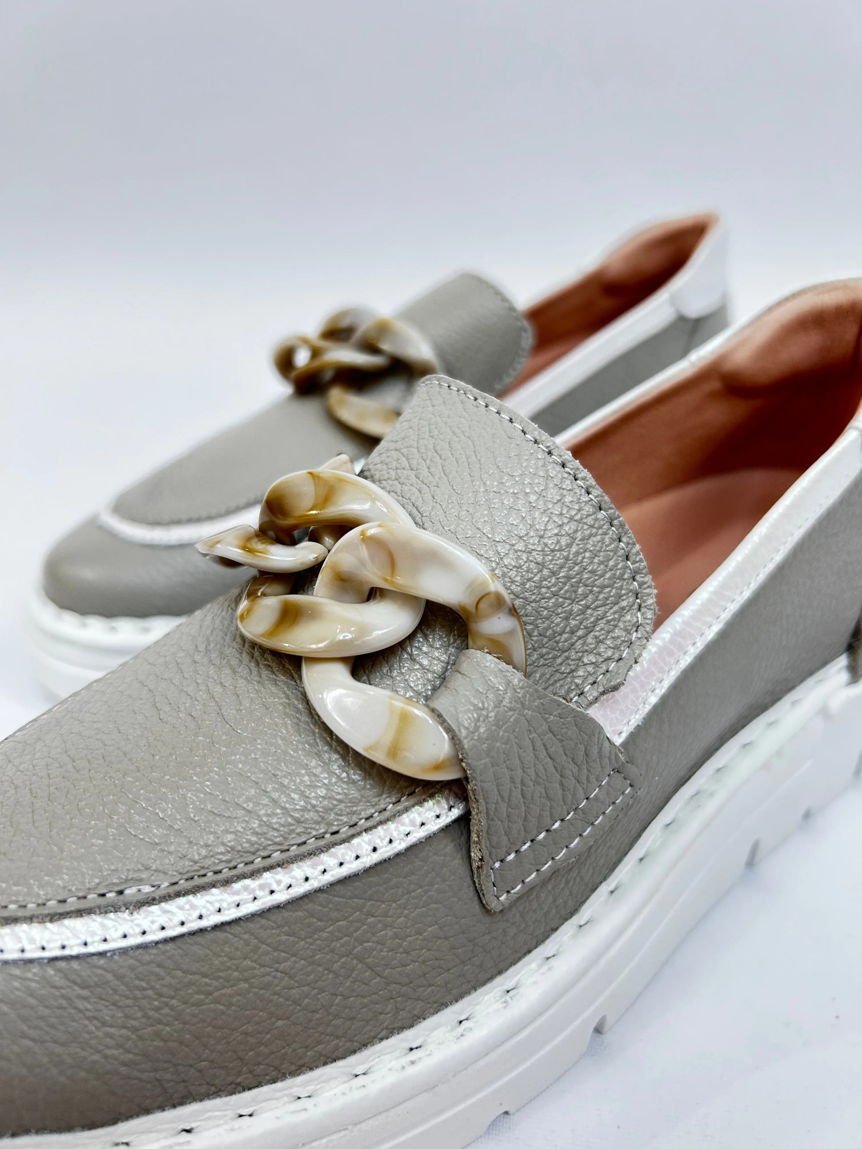 JOSE SAENZ Grey Buckle Loafers