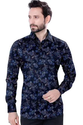 Purple & Black Printed Cotton Shirt