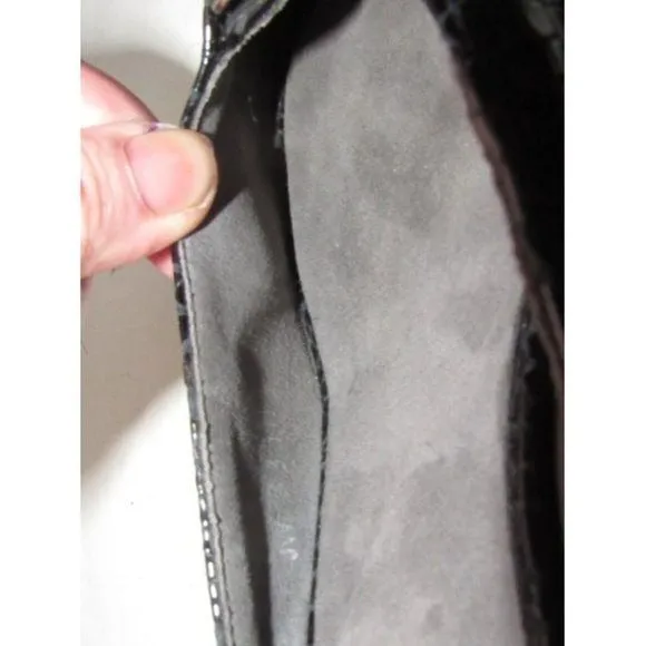 Stuart Weitzman Black Embossed Patent Snakeskin Wdges