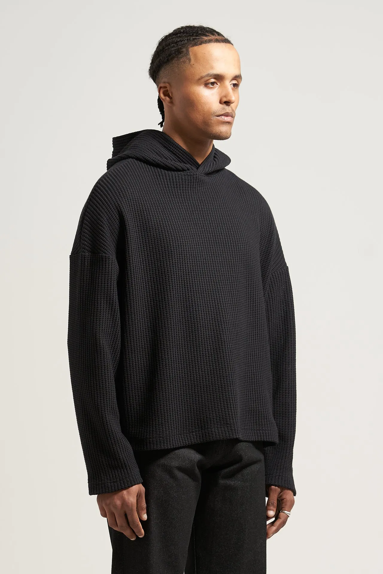 The Black Fisherman Knit Hoodie