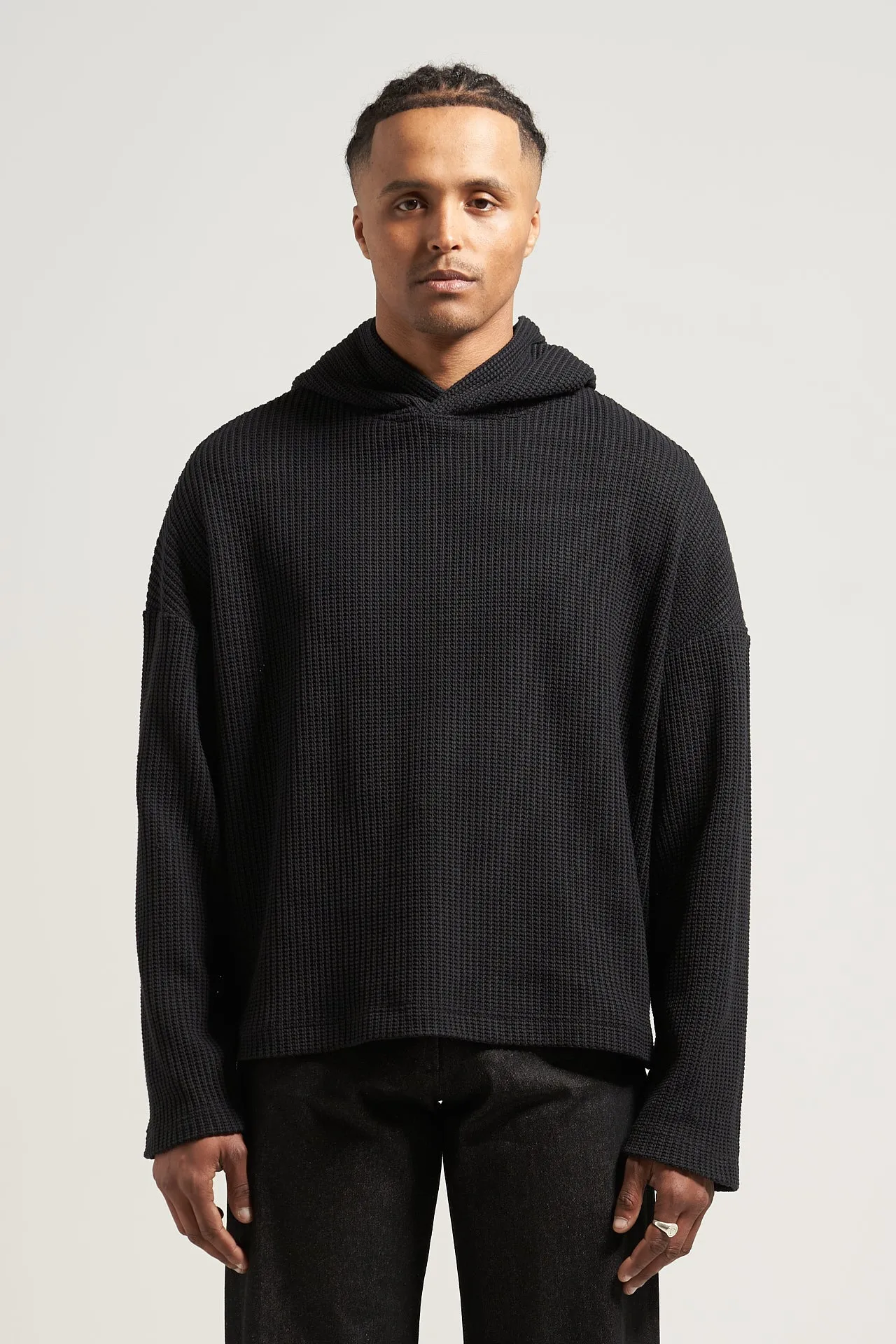 The Black Fisherman Knit Hoodie
