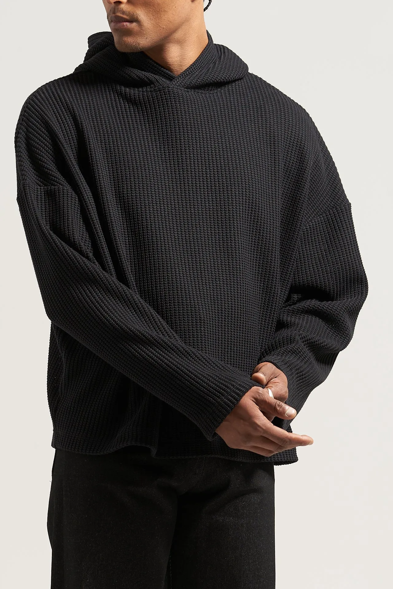 The Black Fisherman Knit Hoodie
