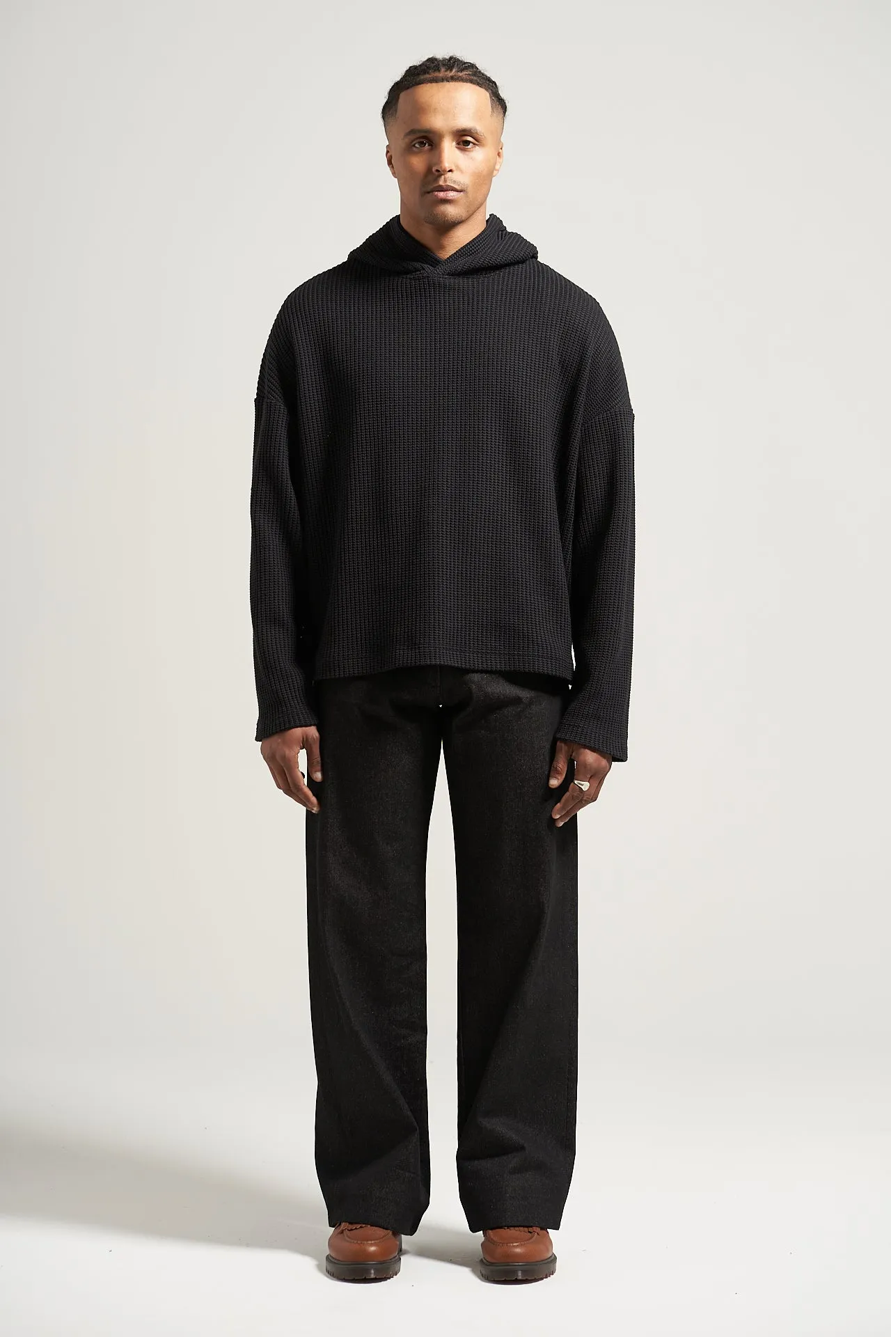 The Black Fisherman Knit Hoodie