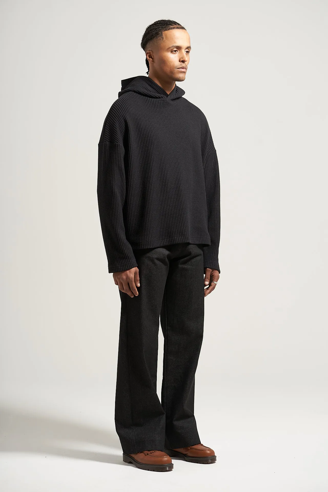 The Black Fisherman Knit Hoodie